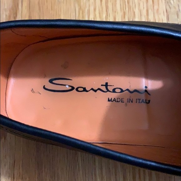 Santoni Black Genuine Leather Loafers